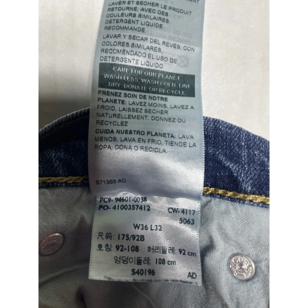 Signature Levi Strauss Mens Straight Leg‎ Blue Jeans Medium Wash 36x32 Stretch